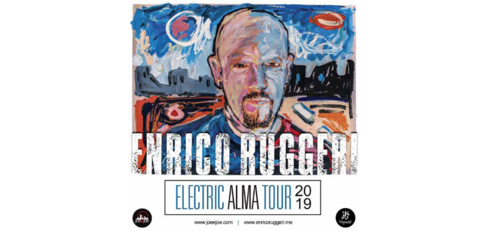 Enrico Ruggeri nella locandina del Tour Alma 2019 è rappresentato con un dipinto del suo volto