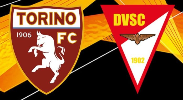 Uefa europa league nella foto i loghi del torino fc a sinistra e a destra il logo del debrecen vsc