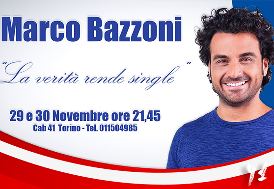 BAZ la verità rende single la locandina dell'evento con BAz sorridente e maglietta blu