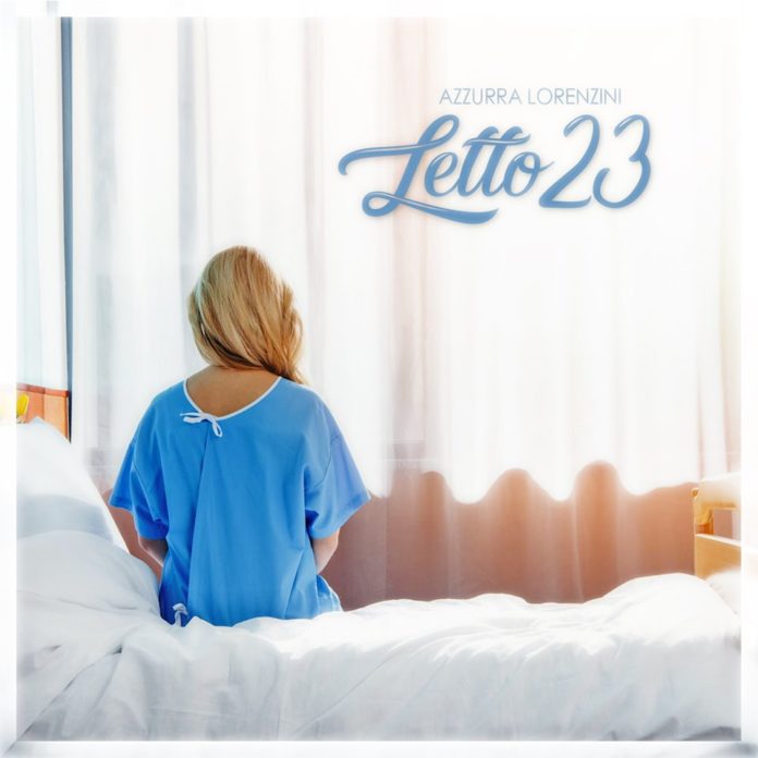 Letto 23: la copertina del disco di azzurra lorenzini. in primo piano ua donna, di spalle, seduta su un letto d'ospedale