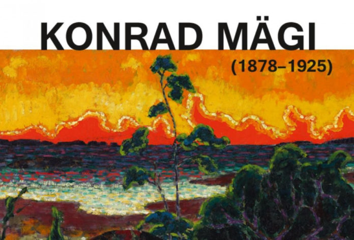 Mostra di conrad mägi immagine di natura in oro e rosso