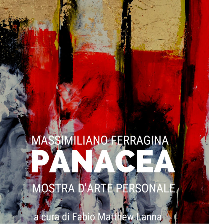 La locandina della mostra Panacea di massimiliano Ferragina a Roma