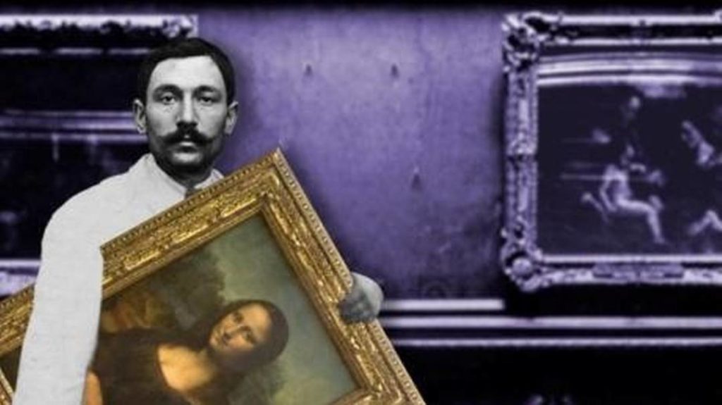 Il ladro Vincenzo Peruggia con il quadro in mano