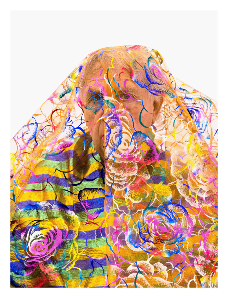 Immagine significativa di  arte Fiera Bologna 2020 44 edizione un uomo con un velo. Coloratissimo 