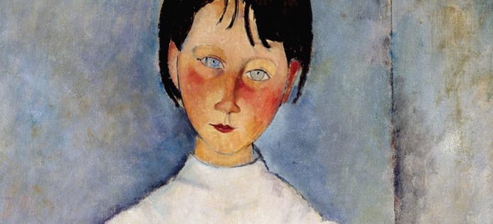 Opera di Amedeo Modigliani la bambina dagli occhi azzurri con la veste bianca