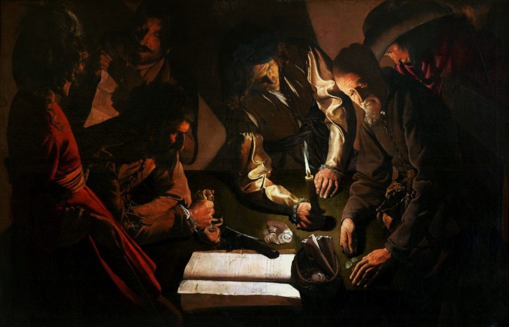 Georges de La Tour. Pagamento dei debiti, olio su tela, 99 x 152 cm, Lviv National Art Gallery, Lviv, Ucraina