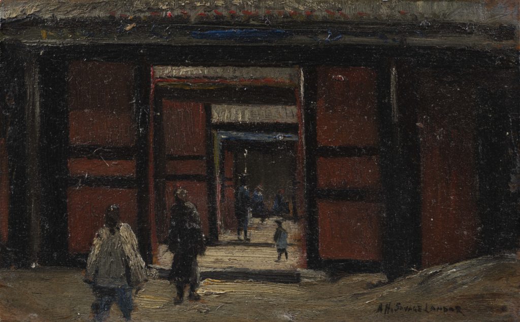 Opera di Landor Asia 
Portale yamen a Pechino con figure, 1891
Olio su tavola, 10,8 x 17 cm 
Collezione Fusi
