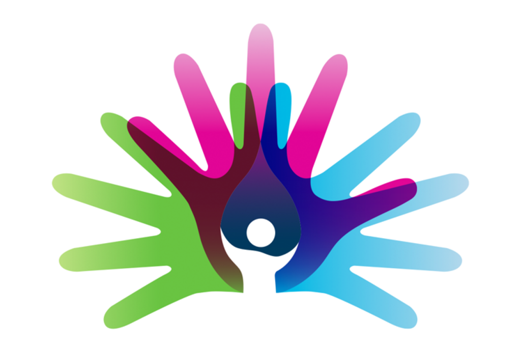malattie rare forum logo delle mani con le dita alargate messe insieme a forma di ventaglio, disegnate e colorate di verde rosso e blu