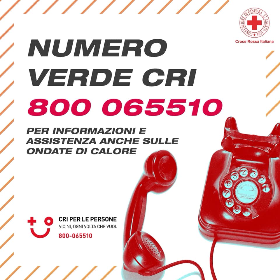 servizio a domicilio della corce rossa la locandina del numero verde della croce rossa 800065510 un telefono rosso e la scritta