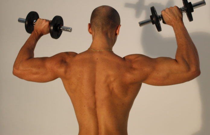 Quarantena ecco il fitness per stare in forma un atleta di schiena solleva pesi definendo i muscoli
