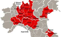 la lombardia e le altre 11 provinceinteressate dalla quarantena