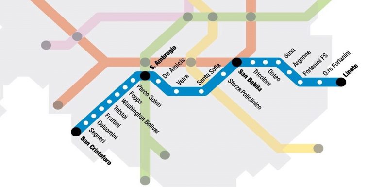 bando da 820mila euro nella foto la mappa della linea metro m4 di Milano