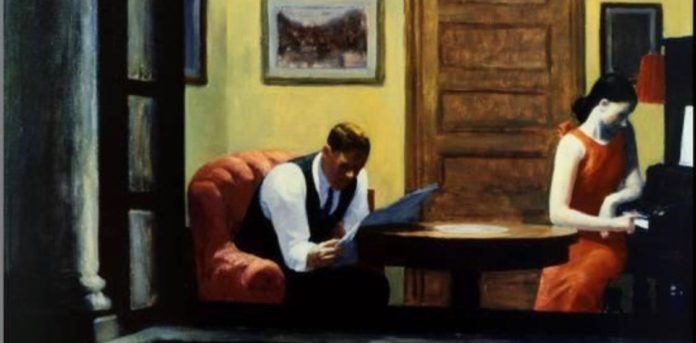 Edward Hopper l'artista del tempo sospeso e della Quarantena un uomo e una donna nella stanza incomunicabilità tra loro