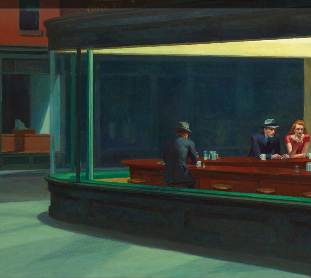 Edward Hopper l'artista del tempo sospeso. Uomini e donna al tavolo.  