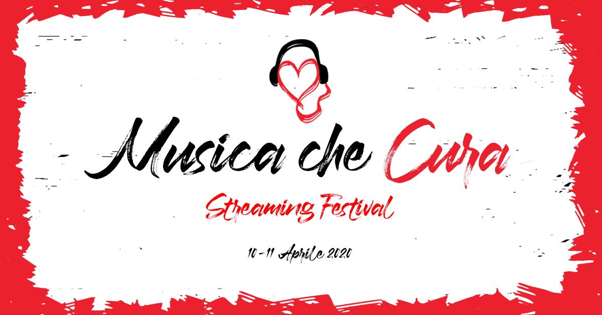 Musica che cura Protezione civile e solidarietà, nella foto la locandina dell'evento su sfondo bianco un uore disegnato e le date del concerto