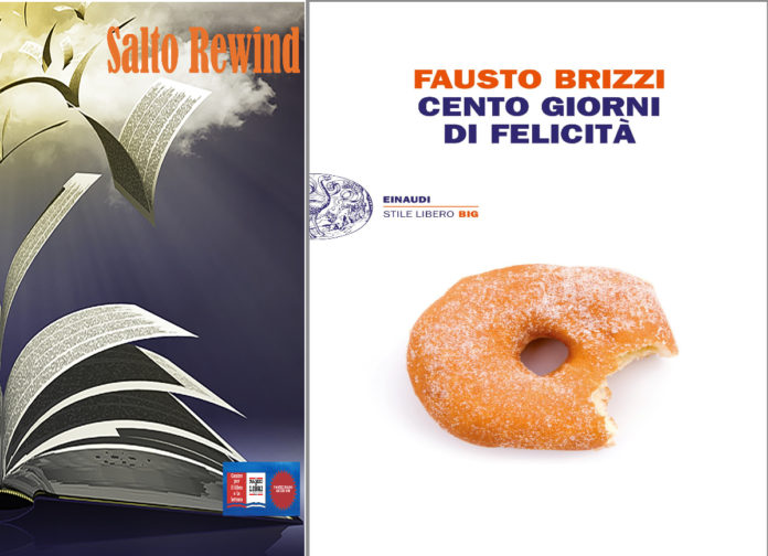 Fausto Brizzi - Cento gironi di felicità, la copertina del libro con un aciambella morsicata al centro