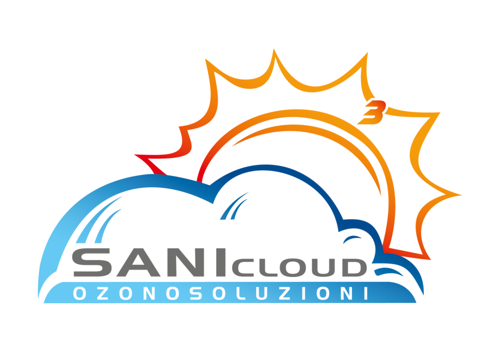 Sanificazione e disinfezione il logo di sanicloud con un sole disegnato dietro una nuvola con la scritta dentro Sanicloud