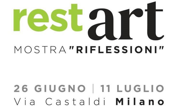 "riflessioni" restart la locandina dell'evento con la scritta rest in verde e art in nero