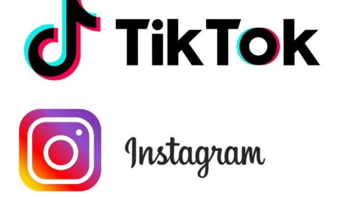 tik tok e instagram le due icone una fatta anota muscale l'altra un quadrato con al centro un cerchio e un puntino a ricordare una macchina fotografica