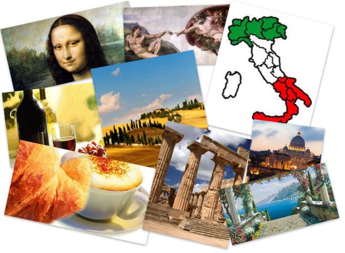 leggere:tutti un collage di foto con i luoghi culturali italiani