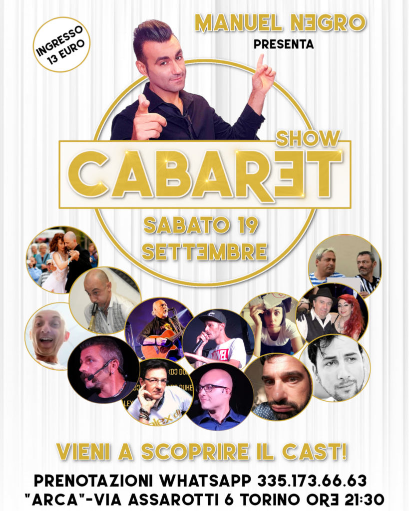 #CabaretShow la locandina con tutte le foto del cast e le informazioni sull'evento