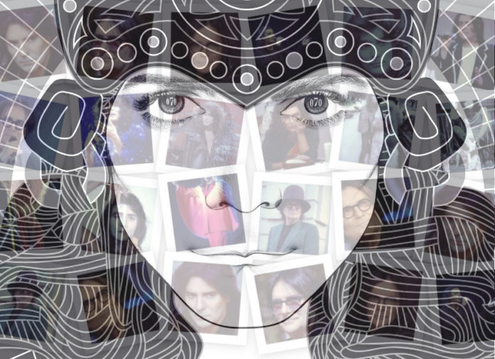 i 70 anni di Renato Zero - nella foto un collage di foto di Renato Zero e in primo piano sfumato il disegno del suo viso, copertina dell'album