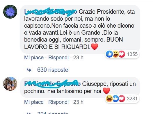 lockdown mascherato - in foto dei commenti di facebook sotto una foto di giuseppe conte