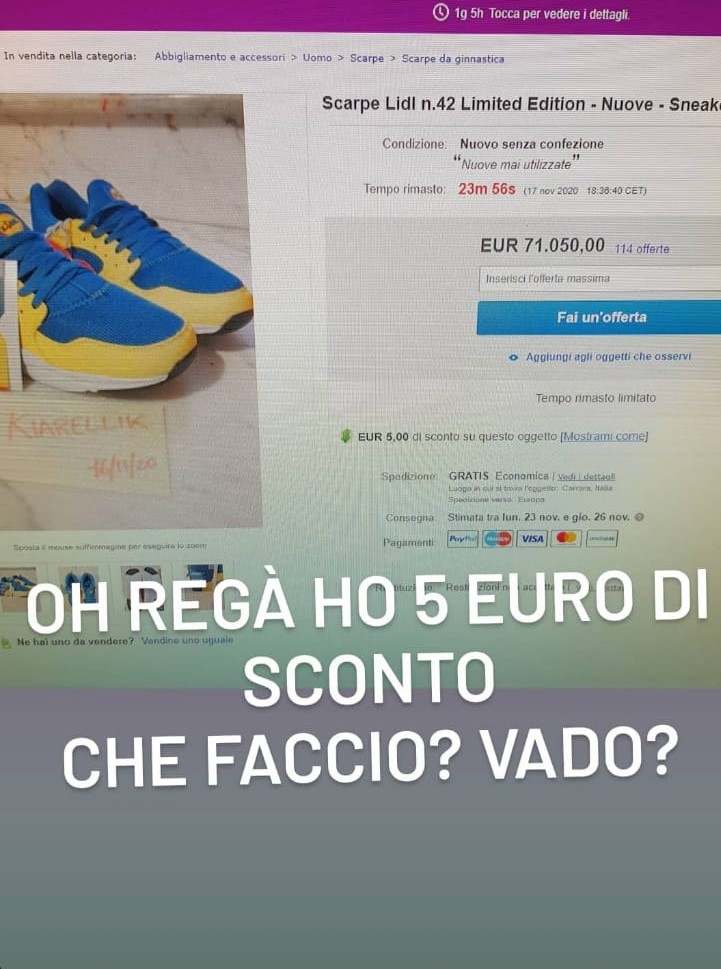 LIDL scarpe su e bay a 71mila euro