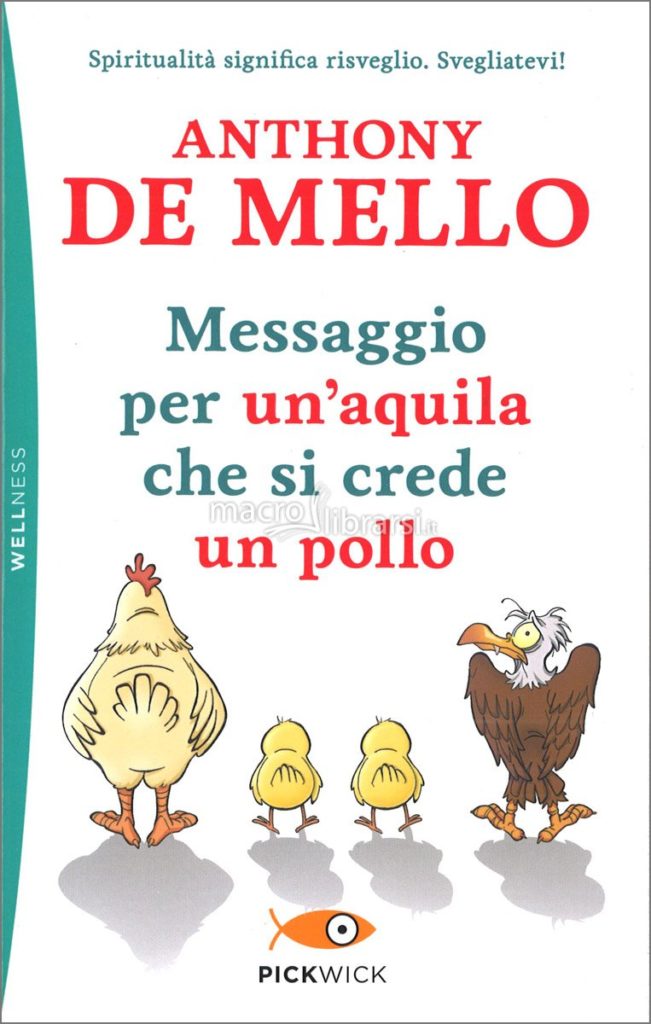 Messaggio per un'aquila che si crede un pollo - la copertina con un pollo, due pulcini e un'aquila disegnati di schiena menre camminano, su sfondo bianco
