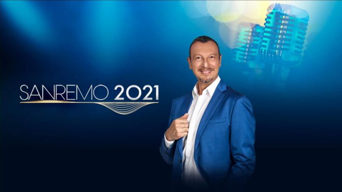 sanremo 2021 - il logo ufficiale con amadeus presentatore del festival