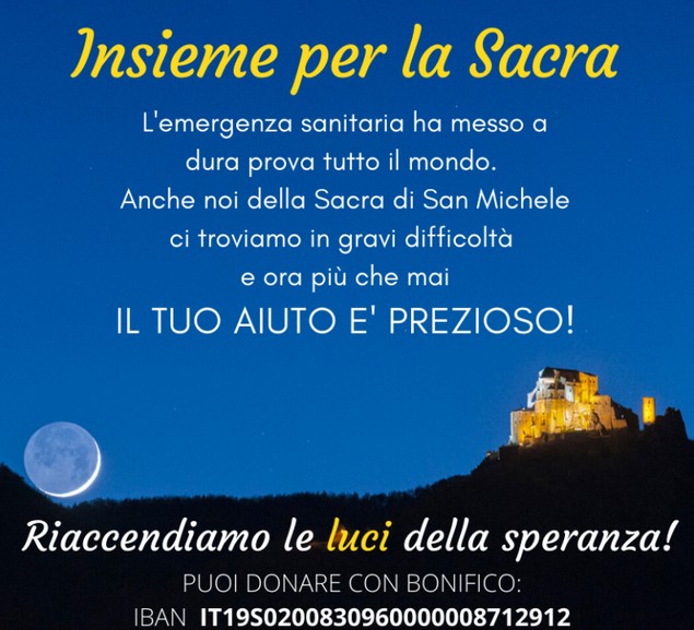 Buffalo Bill a Torino - nella foto la richiesta di raccolta fondi : Insieme per la sacra di San Michele il tuo aiuto è prezioso" e poi le coordinate dell'iban per donare