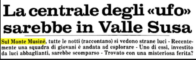 ufo in val di susa - il ritaglio di giornale che riporta la notizia di un avvistametno ufo