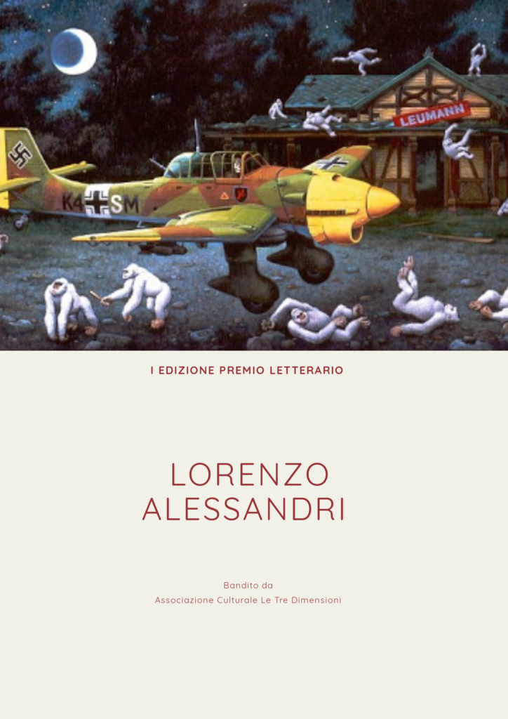 Le Tre Dimensioni - la locandina del bando letterario Lorenzo Alessandri con il dipinto di un aereo colorato