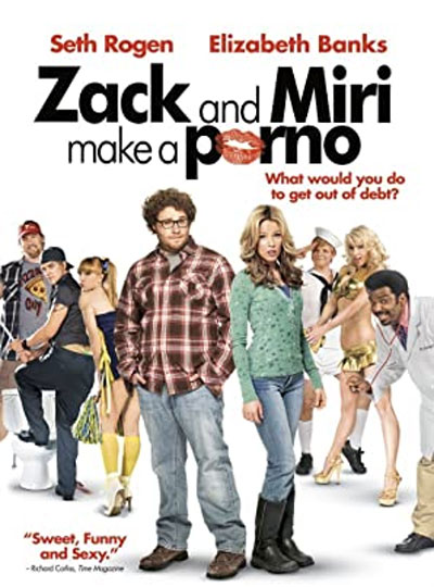 cinama a casa - la locandina del film Zack e Miri con tutti i personaggi del film vestiti casual