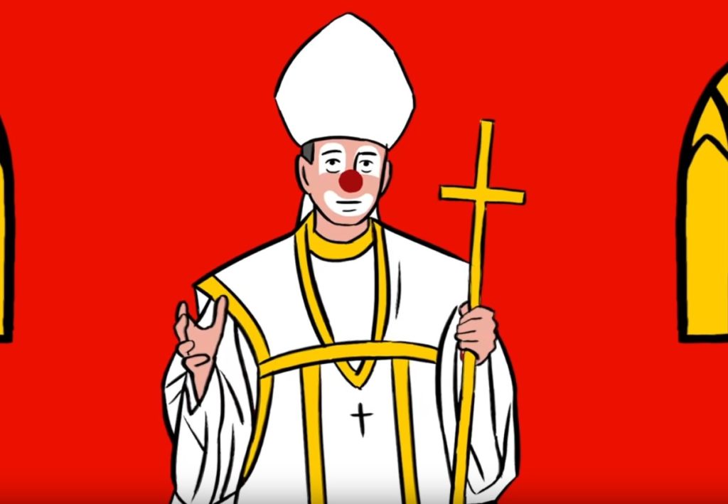 maiale - nel video cartone animmaiale nannini - nel video cartone animato il papa è disegnato con faccia da clown
