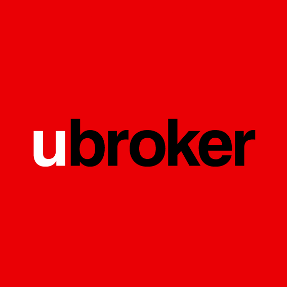 ubroker il logo nero con la u bianca su sfondo rosso