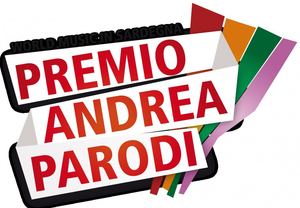 contest premio Andrea PArodi la locandina con la scritta rossa e messe in obliquo delle strisce colorate