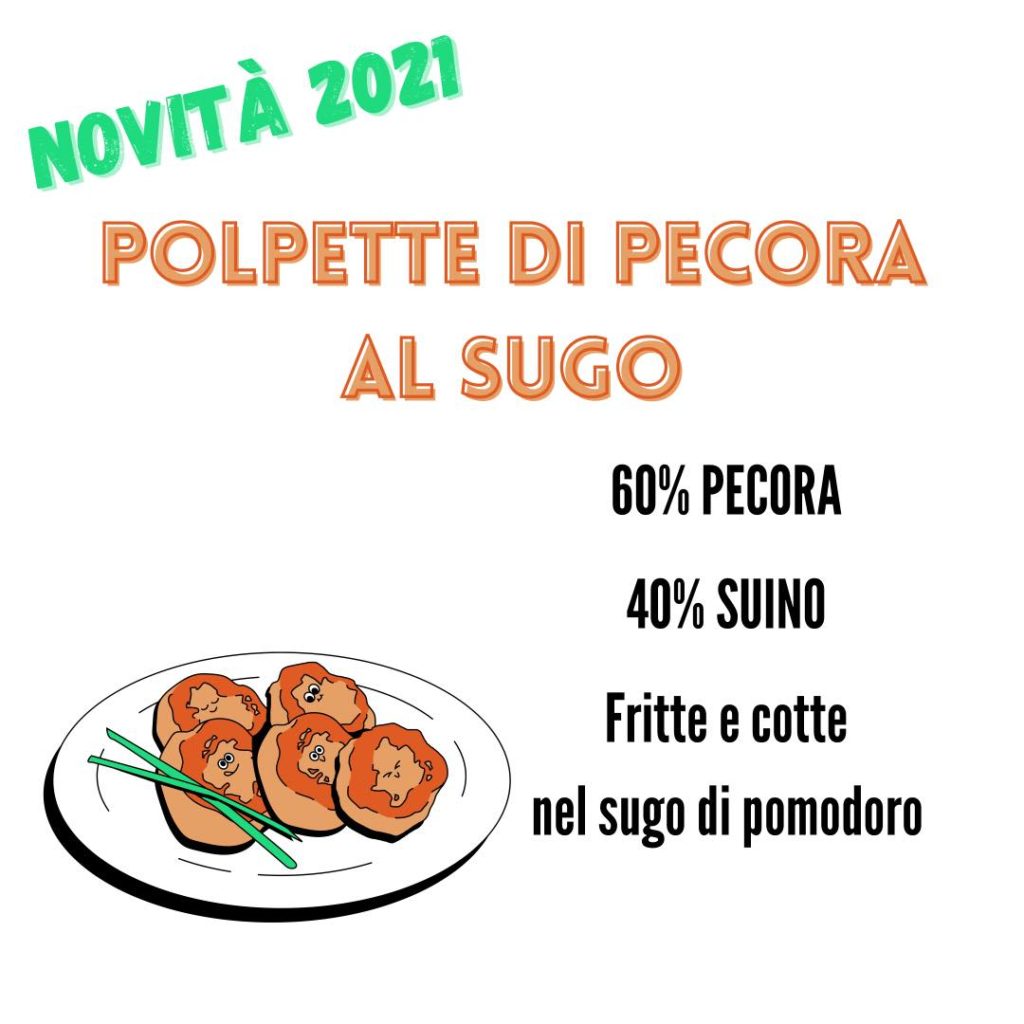 il piatto di polpette al sugo disegnato e la descrizione della ricetta