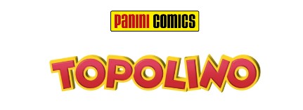 Topolino panini comics - i loghi scritti in giallo, rosso e nero