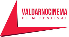 il logo del Valdarnocinema film festival scritto in rosso su sfondo bianco