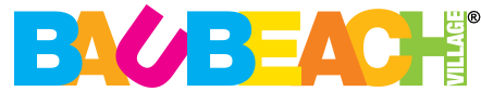 baubeach il logo formato da lettere colorate e con la u storta