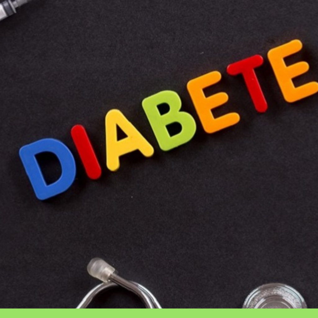 Diabete scritto a colori su fondo nero