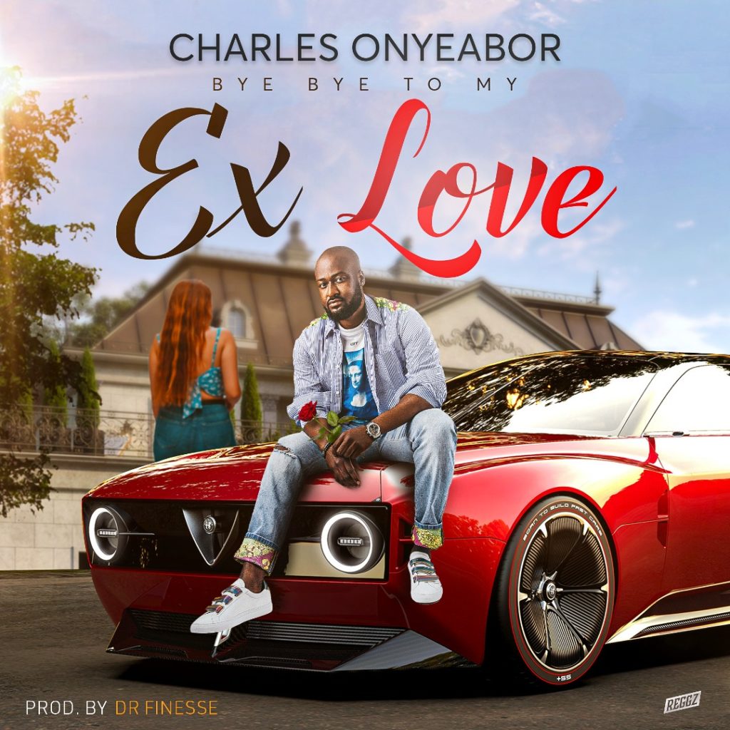 bye bye to my ex love - la copertina del singolo che vede charles onyeabor seduto sul cofano di un coupè rosso