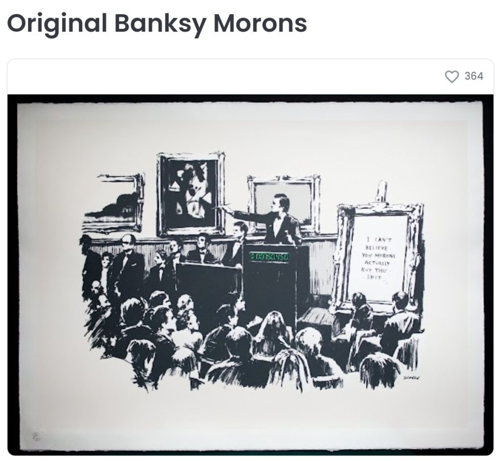 Crypto art, bolla digitale. Morons dibBanksy