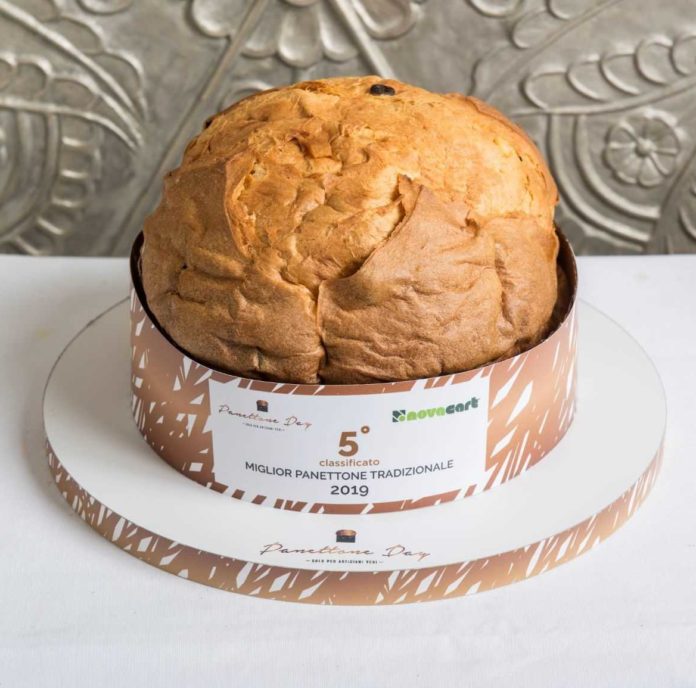 panettone di Natale che ha vinto il 5° premio come da scritta di fronte al dolce