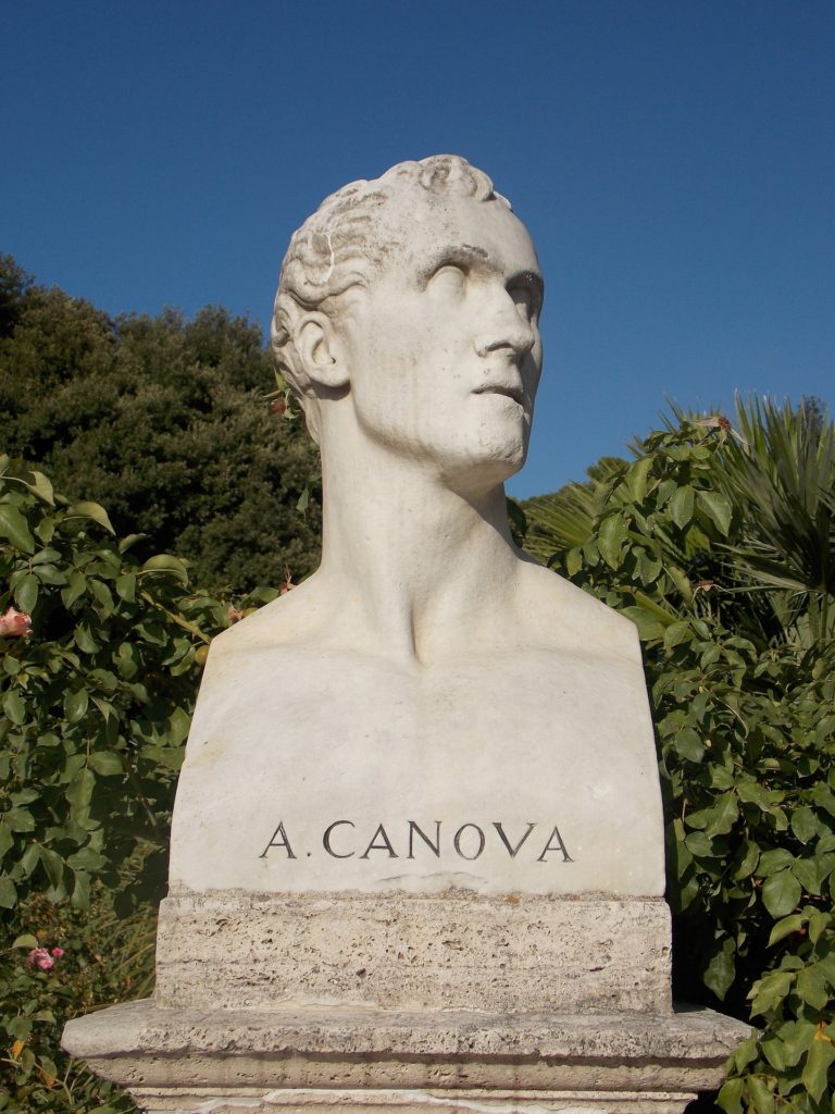 Canova - un busto i Antonio Canova, esposto in un giardino