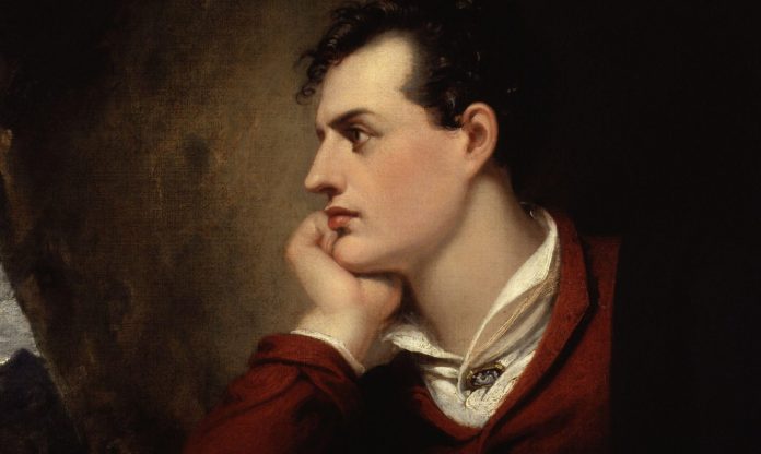 Bipolarismo e arte equilibrio tra cretività e tormento. in fto rittratto dipintoa olio di Lord Byron camicia bianca giacca scura