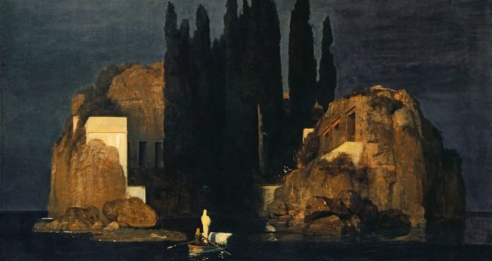 L'isola dei morti, il dipinto di Böcklin avvolto dal mistery. Un isola molto nera con alti cipressi e una figura bianca che sale le scale