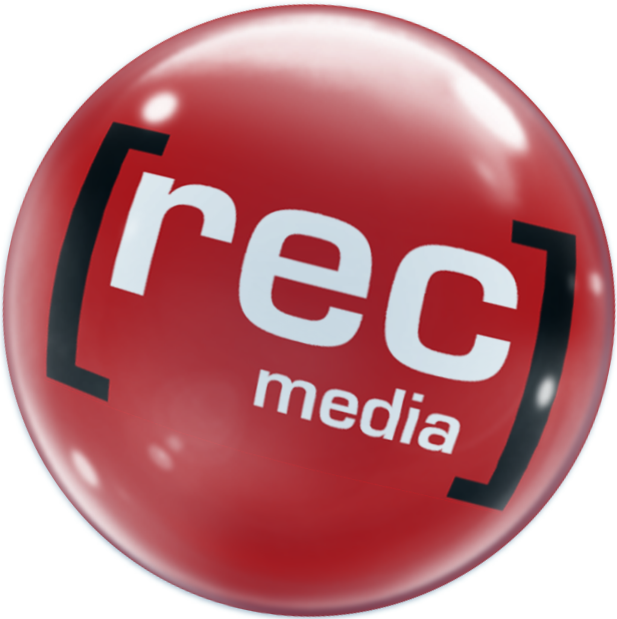 filippo broglia - il logo di rec media comunicazione. una palla rossa con dentro il nome dell'azienda