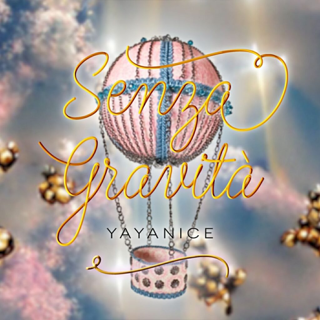 yayanice - la copertina del singolo senza gravità che raffigura una mongolfiera stilizzata di colore rosa e azzurro